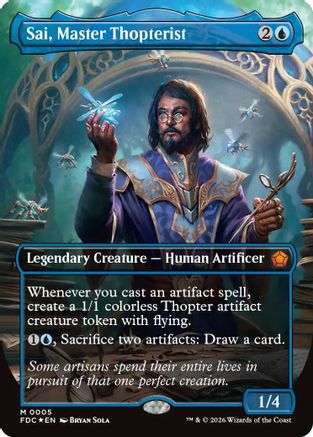 Image of Sai, Master Thopterist (Borderless) (FDC-005) - Commander: Foundations Foil