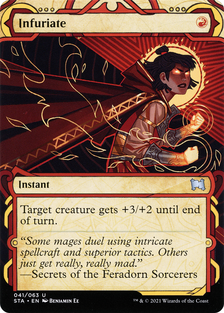 Image of Infuriate (STA-041) - Strixhaven Mystical Archive: (Showcase) (Borderless) Etched Foil