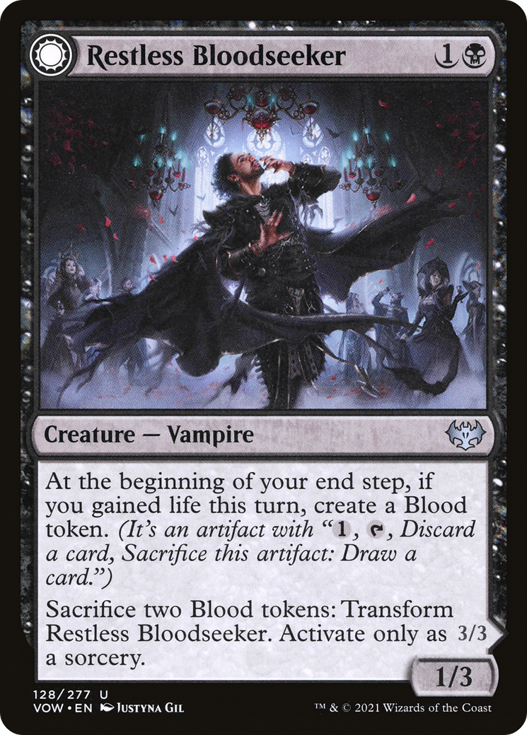 Image of Restless Bloodseeker (VOW-128) - Innistrad: Crimson Vow: (Double Faced Transform)
