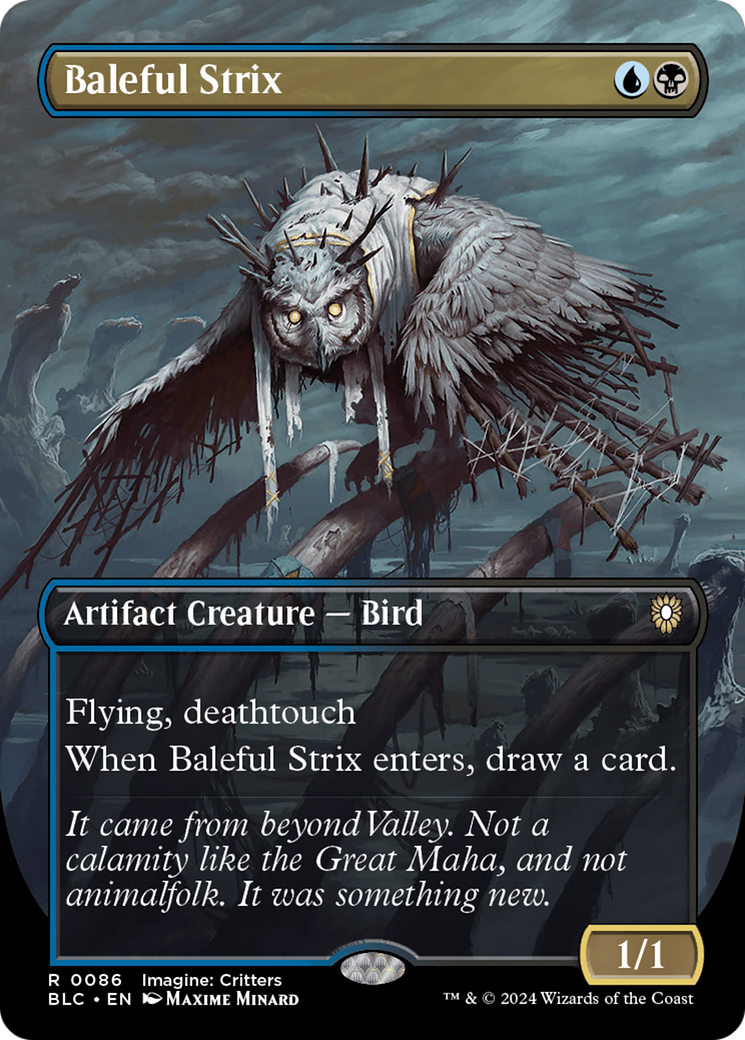 Image of Baleful Strix (Borderless) (BLC-086) - Bloomburrow Commander (Borderless)