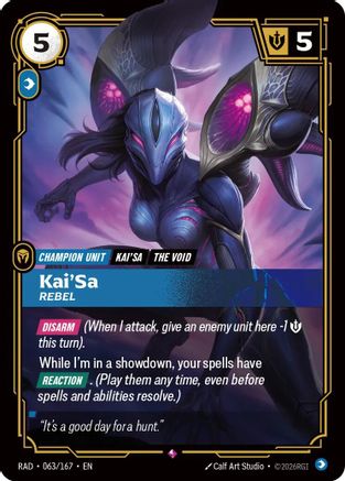 Image of Kai'Sa, Rebel (063/167) - Radiance Foil