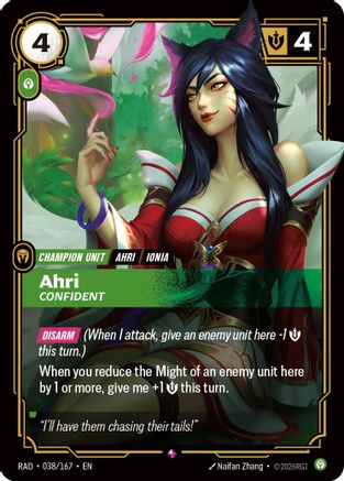 Image of Ahri, Confident (038/167) - Radiance Foil