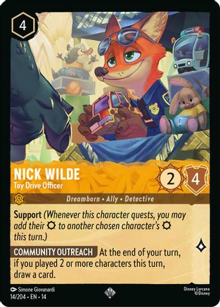 Image of Nick Wilde - Toy Drive Officer (14/204) - Hyperia City Cold Foil