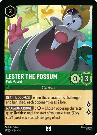 Image of Lester the Possum - Park Mascot (87/204) - Hyperia City