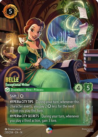 Image of Belle - Exceptional Writer (Enchanted) (230/204) - Hyperia City Holofoil