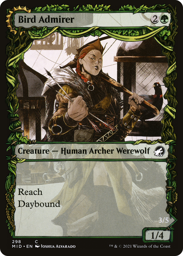 Image of Bird Admirer (Showcase) (MID-298) - Innistrad: Midnight Hunt: (Showcase, Double Faced Transform) Foil
