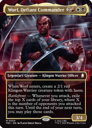 Image of Worf, Defiant Commander (Borderless) (TRC-004) - Commander: Star Trek Foil