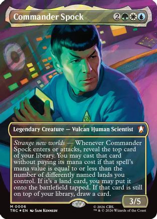 Image of Commander Spock (Borderless) (Surge Foil) (TRC-006) - Commander: Star Trek Foil