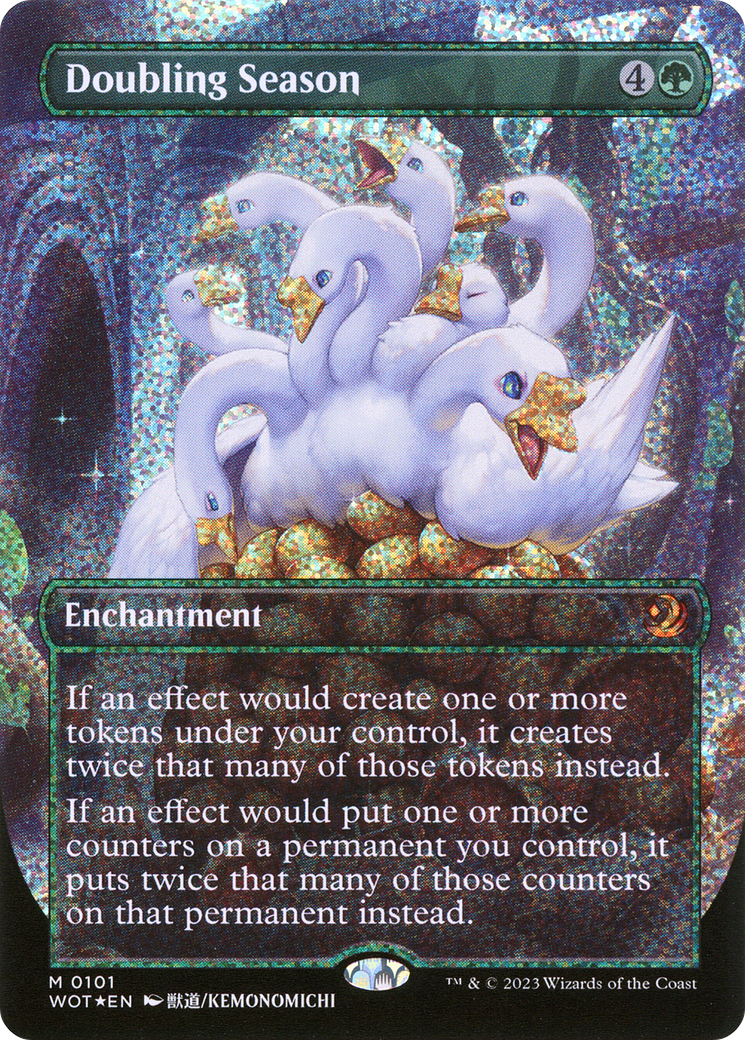 Image of Doubling Season (Anime Borderless) (Confetti Foil) (WOT-101) - Wilds of Eldraine: Enchanting Tales (Borderless) Foil