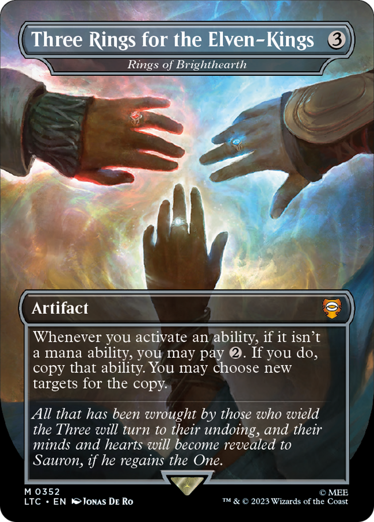 Image of Three Rings for the Elven-Kings - Rings of Brighthearth (LTC-352) - Tales of Middle-earth Commander / Three Rings for the Elven-Kings (Borderless) Foil