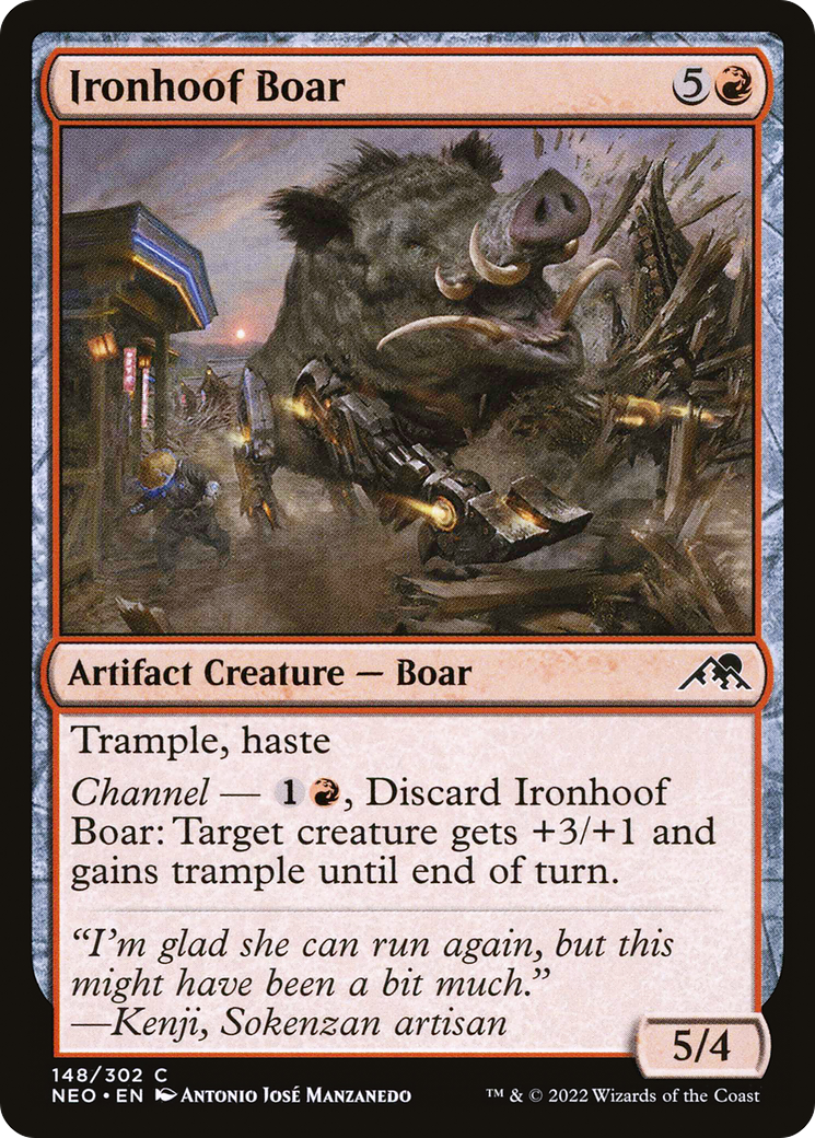 Image of Ironhoof Boar (NEO-148) - Kamigawa: Neon Dynasty Foil