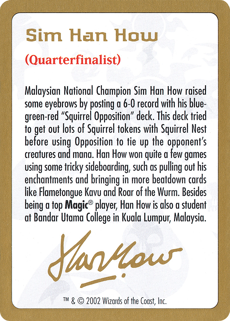 Image of 2002 Sim Han How Biography Card (WCD-) - World Championship Decks 2002