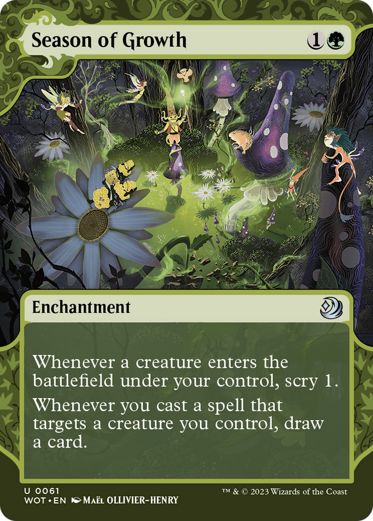 Image of Season of Growth (WOT-061) - Wilds of Eldraine: Enchanting Tales: (Showcase) (Borderless) Foil