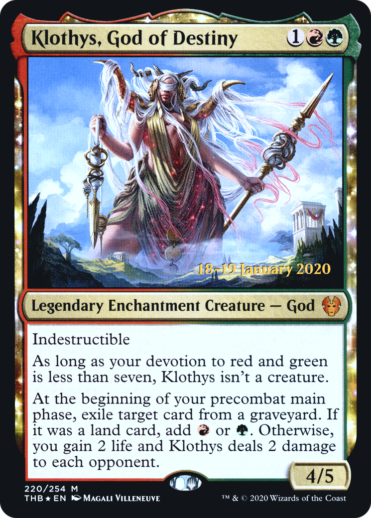 Image of Klothys, God of Destiny (PRE-220) - Theros Beyond Death Promos: (enchantment) Foil