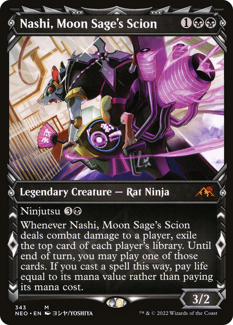 Image of Nashi, Moon Sage's Scion (Showcase) (NEO-343) - Kamigawa: Neon Dynasty: (Showcase) Foil