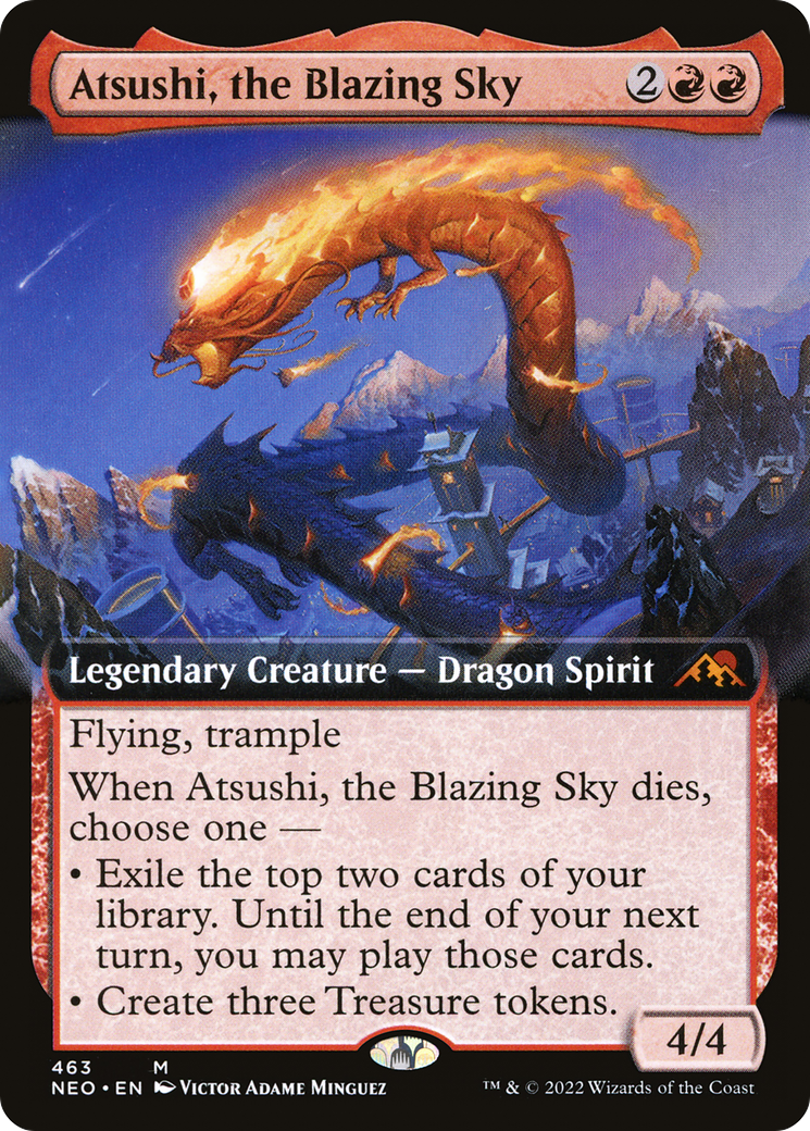 Image of Atsushi, the Blazing Sky (Extended Art) (NEO-463) - Kamigawa: Neon Dynasty: (Extended Art) Foil