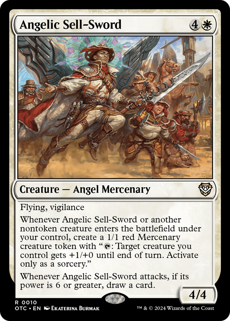 Image of Angelic Sell-Sword (OTC-010) - Outlaws of Thunder Junction Commander