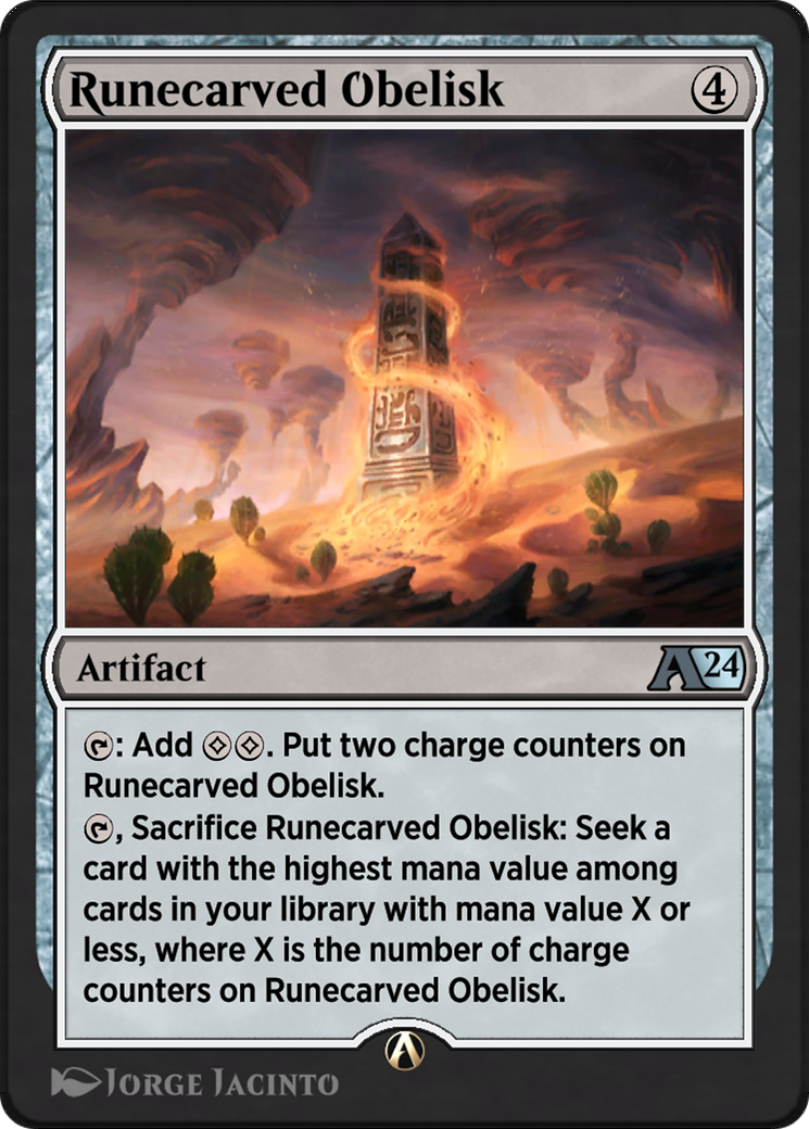 Image of Runecarved Obelisk (YOTJ-030) - Alchemy: Outlaws of Thunder Junction