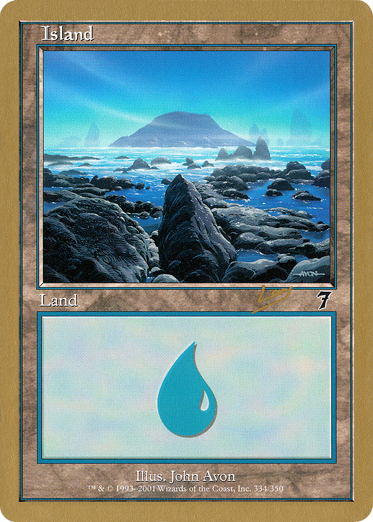 Image of Island (334) - 2002 Raphael Levy (7ED) (WCD-) - World Championship Decks 2002