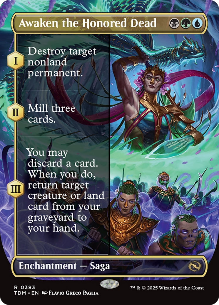 Image of Awaken the Honored Dead (Borderless) (TDM-383) - Tarkir: Dragonstorm: (enchantment) (Borderless)