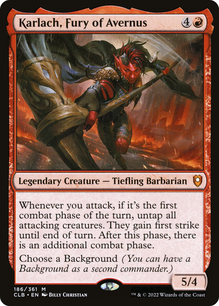 Image of Karlach, Fury of Avernus (CLB-186) - Commander Legends: Battle for Baldur's Gate Foil