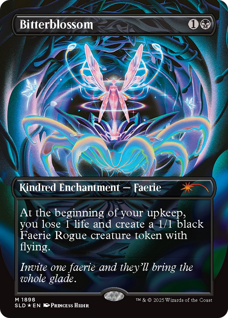 Image of Bitterblossom (Double Rainbow Foil) (SLD-1898) - Secret Lair Drop (Borderless) Foil