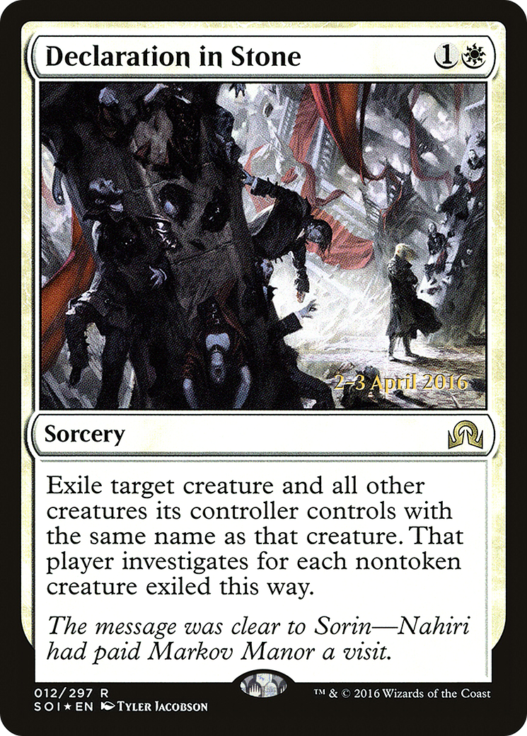 Image of Declaration in Stone (PRE-12S) - Shadows over Innistrad Promos Foil