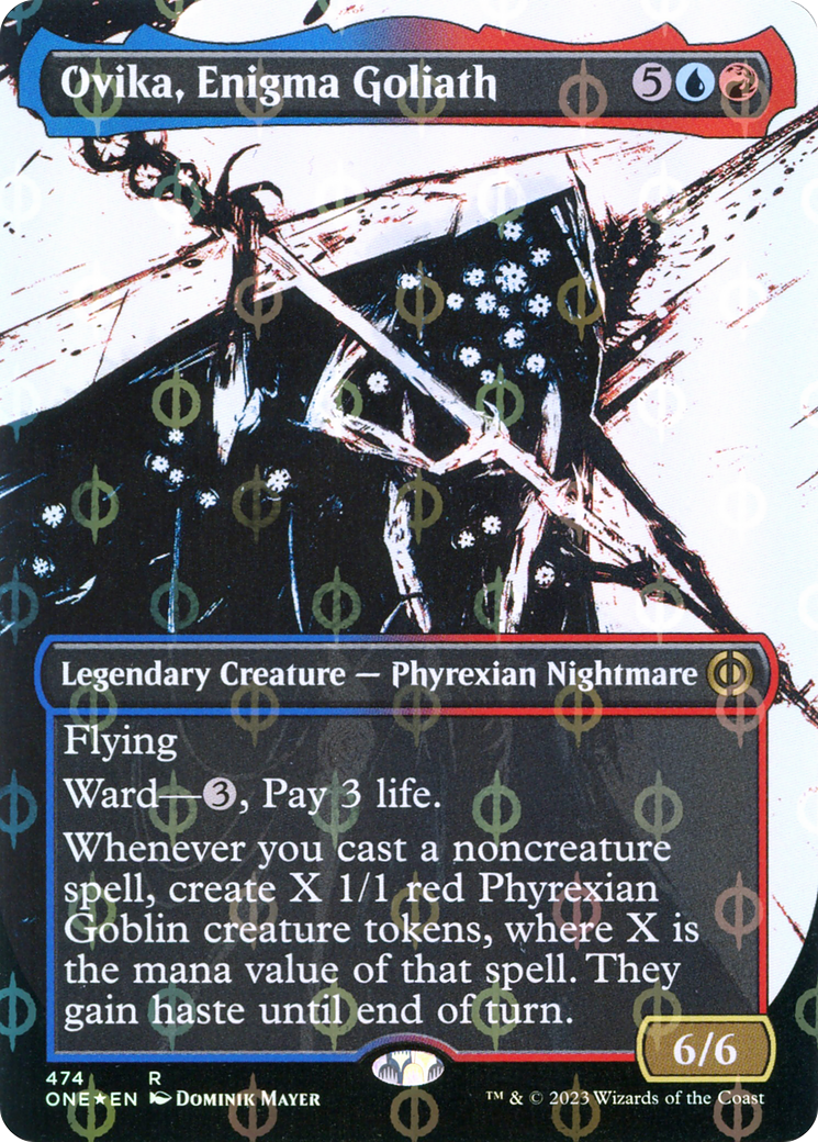 Image of Ovika, Enigma Goliath (Showcase) (Step-and-Compleat Foil) (ONE-474) - Phyrexia: All Will Be One: (Showcase) (Borderless) Foil