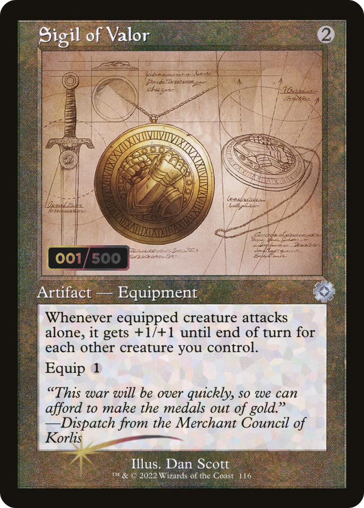 Image of Sigil of Valor (Schematic) (Serial Numbered) (BRR-116) - The Brothers' War Retro Artifacts Foil