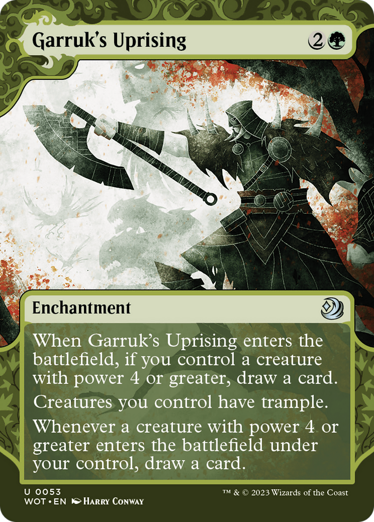 Image of Garruk's Uprising (WOT-053) - Wilds of Eldraine: Enchanting Tales: (Showcase) (Borderless) Foil