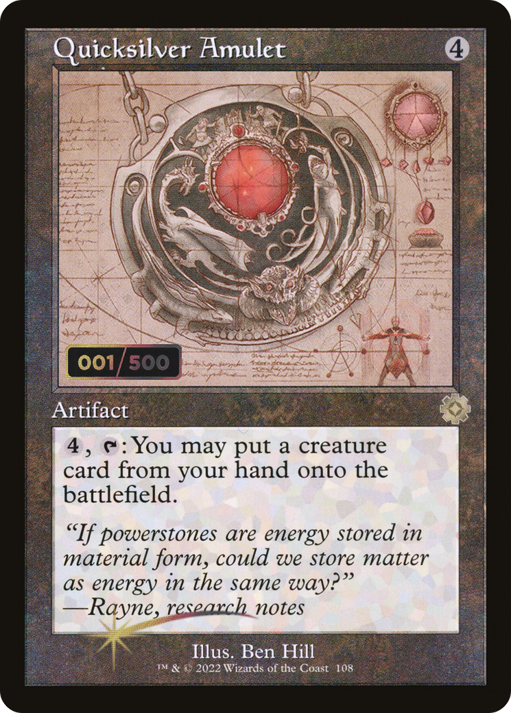 Image of Quicksilver Amulet (Schematic) (Serial Numbered) (BRR-108) - The Brothers' War Retro Artifacts Foil