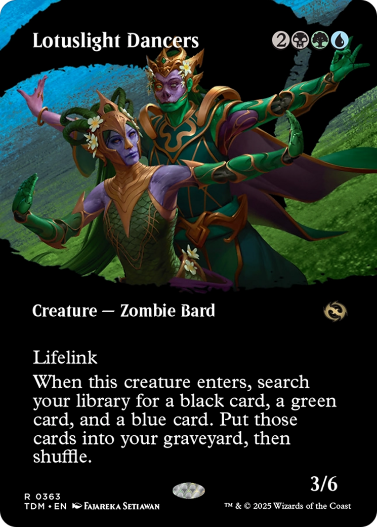 Image of Lotuslight Dancers (Borderless) (TDM-363) - Tarkir: Dragonstorm: (Showcase) (Borderless) Foil