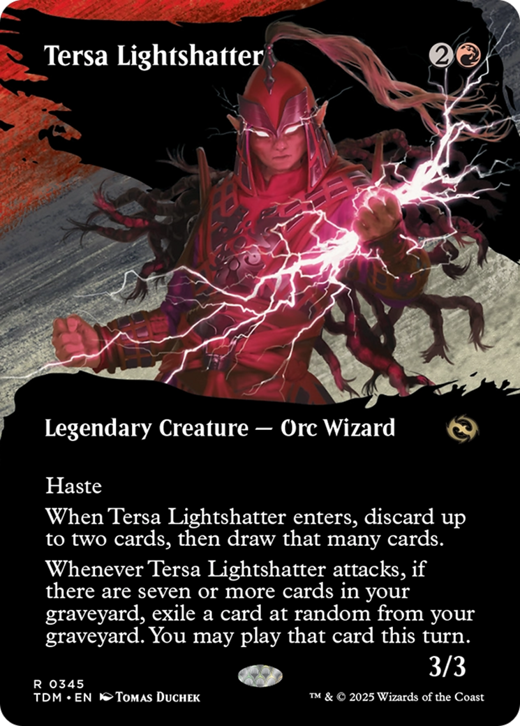 Image of Tersa Lightshatter (Borderless) (TDM-345) - Tarkir: Dragonstorm: (Showcase) (Borderless) Foil