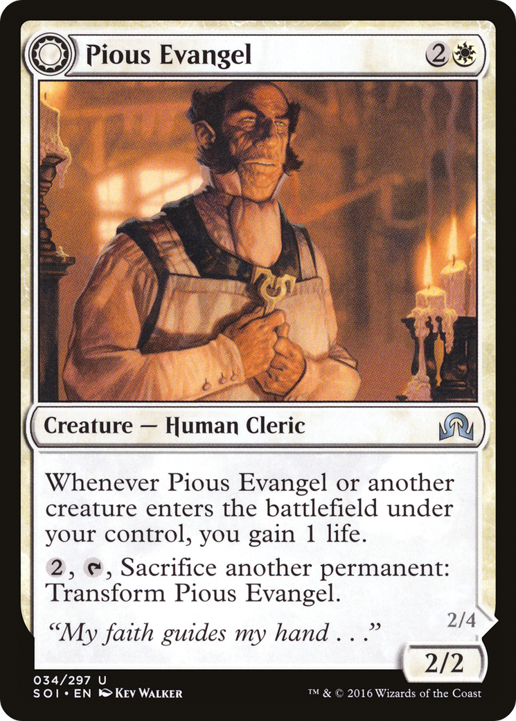 Image of Pious Evangel (SOI-034) - Shadows over Innistrad: (Double Faced Transform)