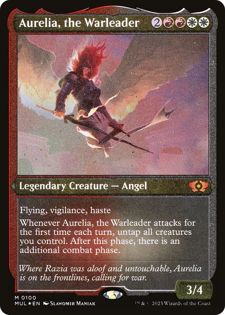 Image of Aurelia, the Warleader (Foil Etched) (MUL-100) - Multiverse Legends Foil