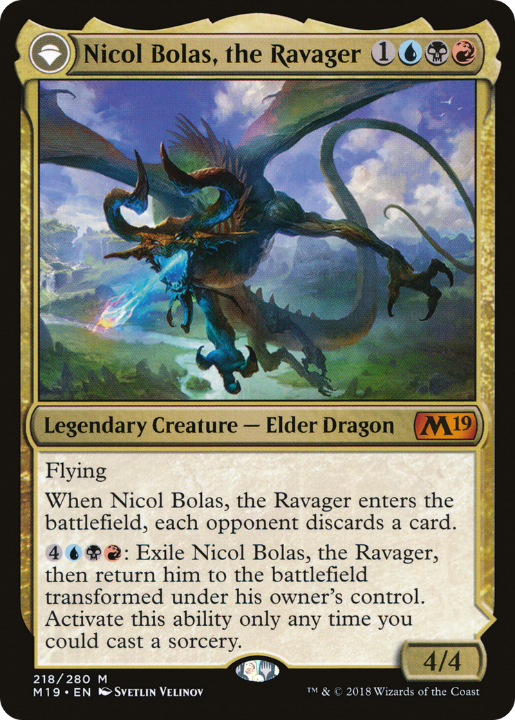Image of Nicol Bolas, the Ravager (M19-218) - Core Set 2019: (originpwdfc) Foil