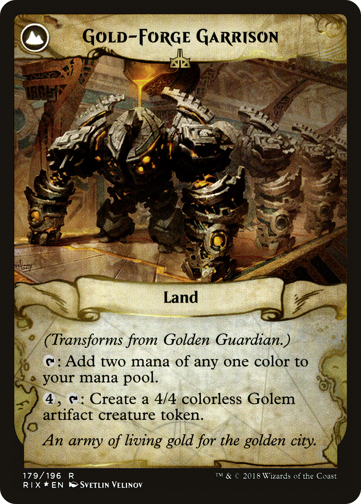 Image of Golden Guardian (PRE-179) - Rivals of Ixalan Promos: (compasslanddfc) Foil