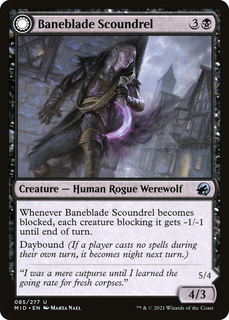 Image of Baneblade Scoundrel (MID-085) - Innistrad: Midnight Hunt: (Double Faced Transform) Foil