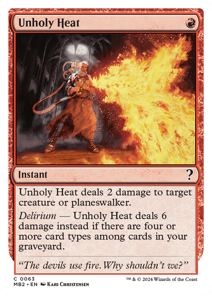 Image of Unholy Heat (White Border) (MB2-063) - Mystery Booster 2