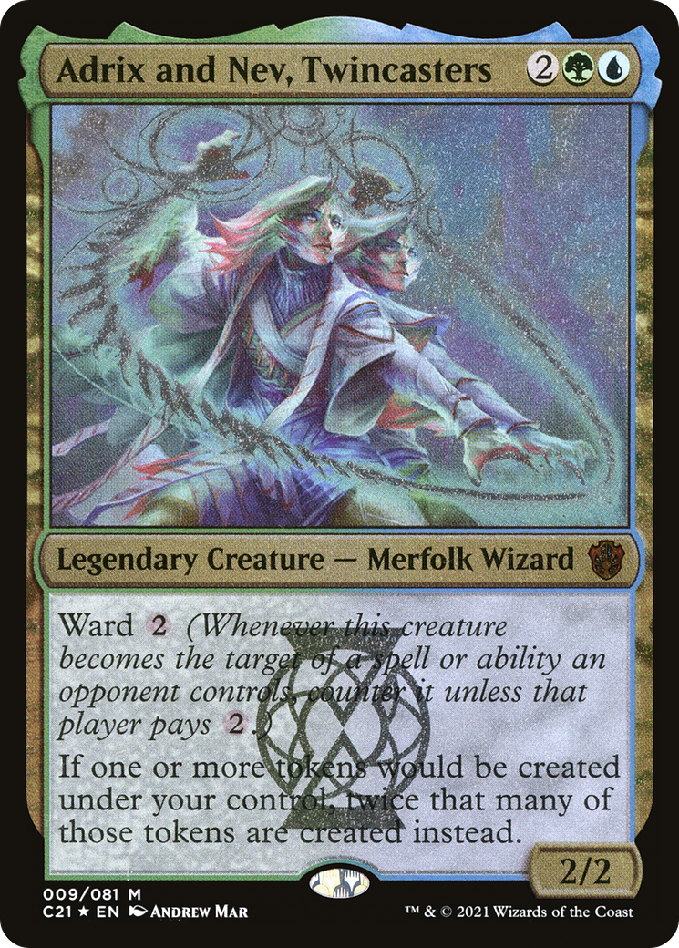 Image of Adrix and Nev, Twincasters (Display Commander) - Thick Stock (C21-009) - Commander 2021 Display Commanders Foil