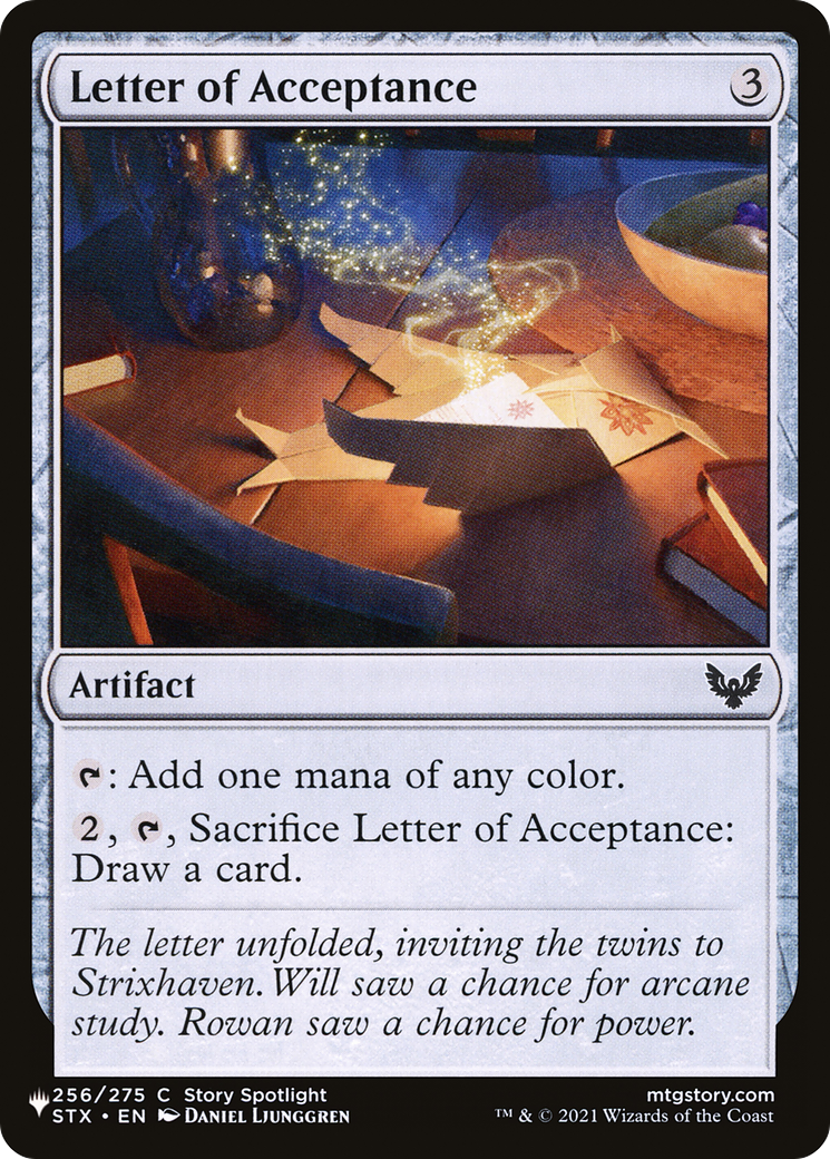 Image of Letter of Acceptance (LIST-STX-256) - The List