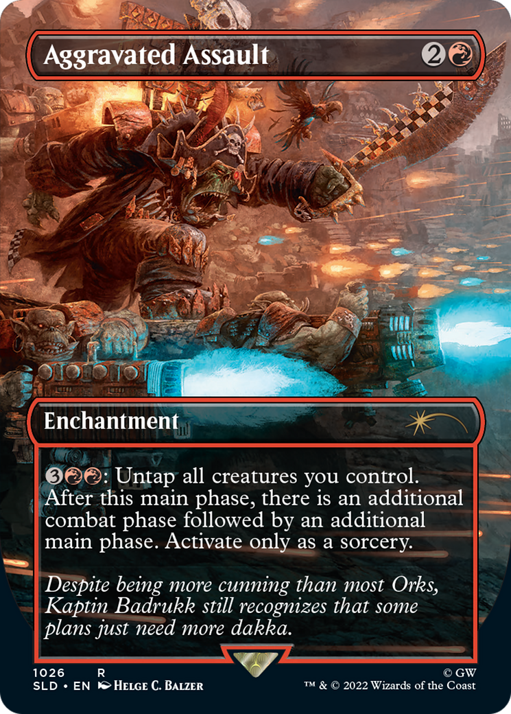 Image of Aggravated Assault (Borderless) (SLD-1026) - Secret Lair Drop (Borderless) Foil