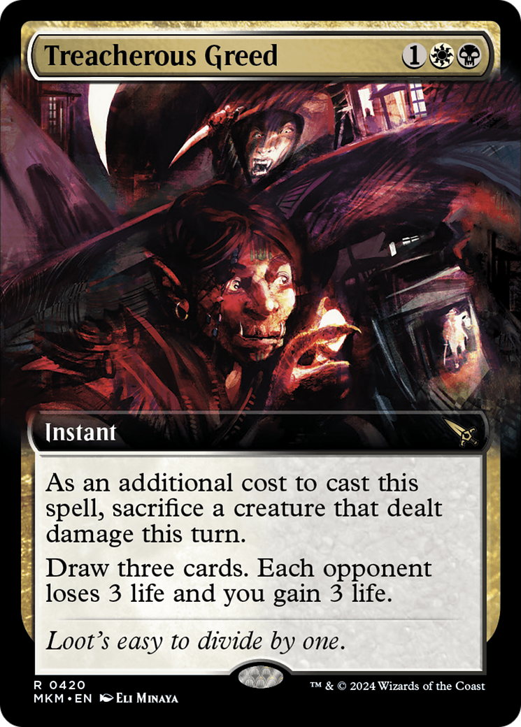 Image of Treacherous Greed (Extended Art) (MKM-420) - Murders at Karlov Manor: (Extended Art) Foil