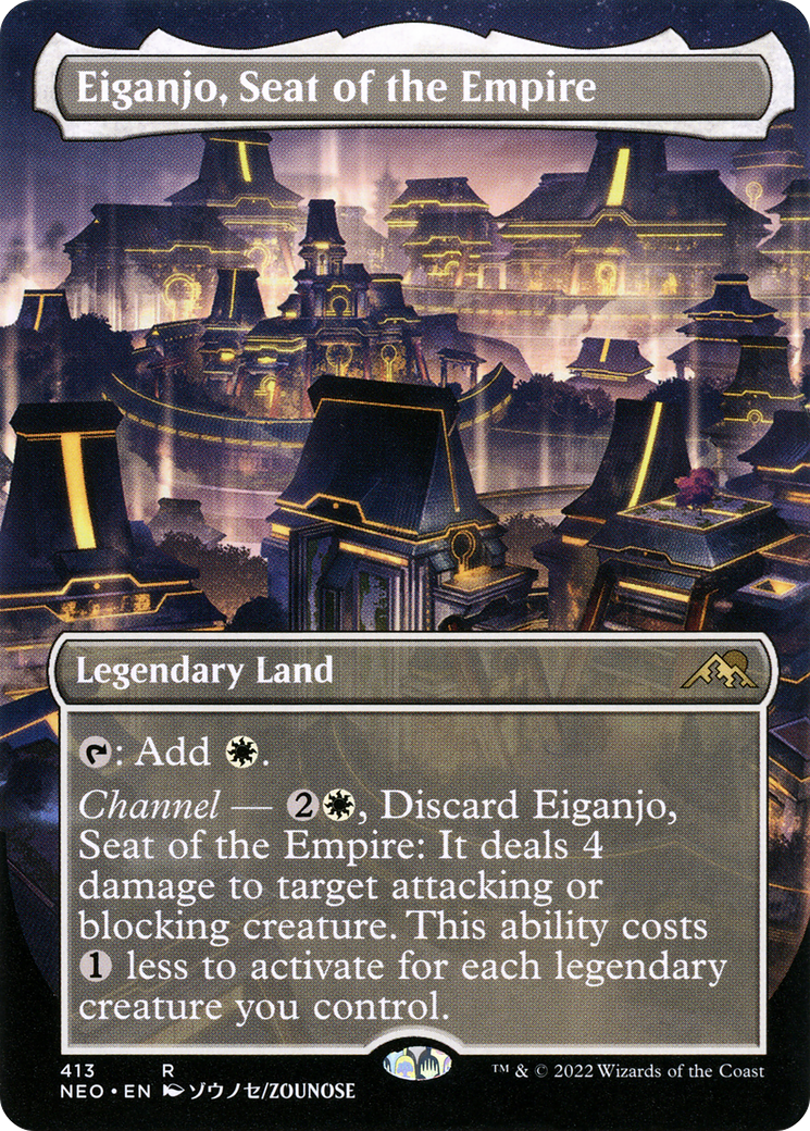 Image of Eiganjo, Seat of the Empire (Borderless) (NEO-413) - Kamigawa: Neon Dynasty (Borderless) Foil