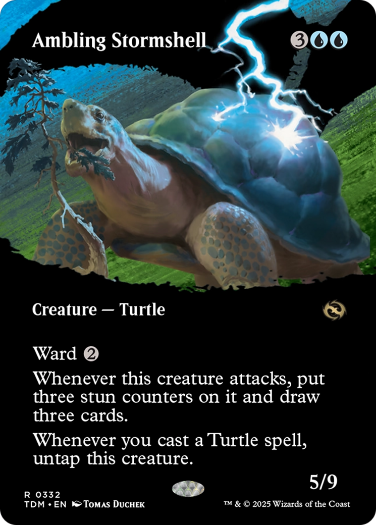 Image of Ambling Stormshell (Borderless) (TDM-332) - Tarkir: Dragonstorm: (Showcase) (Borderless)