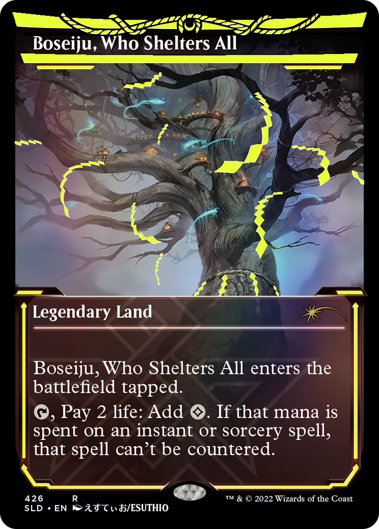 Image of Boseiju, Who Shelters All (Neon Yellow) (SLD-426) - Secret Lair Drop: (Showcase) Foil