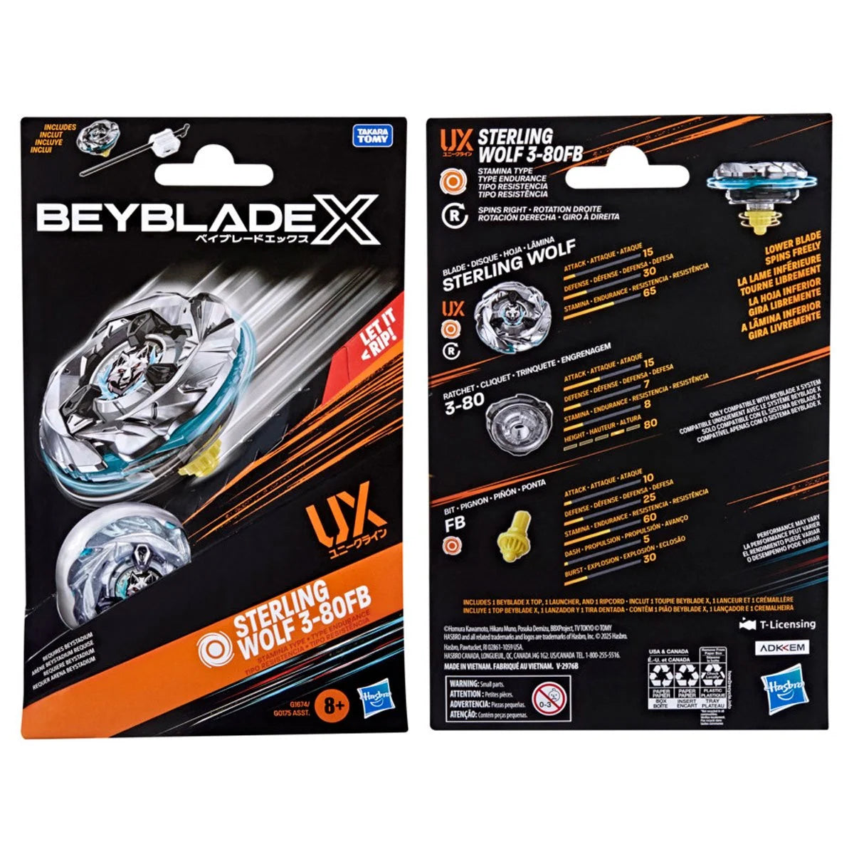 Image of Beyblade X Sterling Wolf 3-80FB UX Starter Pack Set