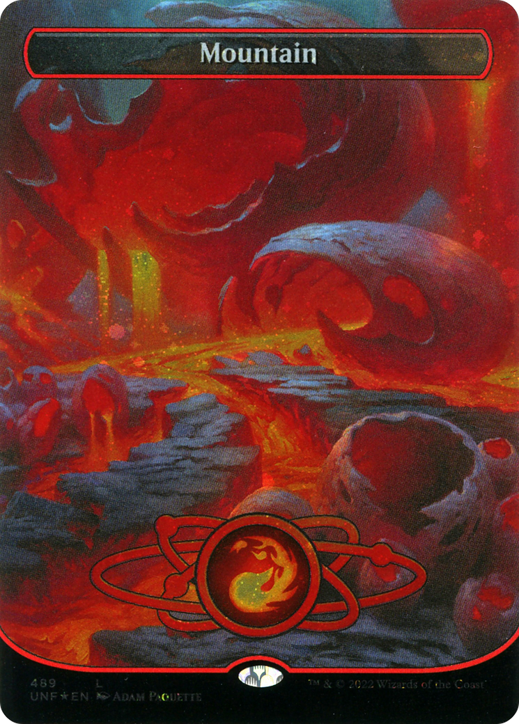 Image of Mountain (489) (Borderless) (Galaxy Foil) (UNF-489) - Unfinity Foil