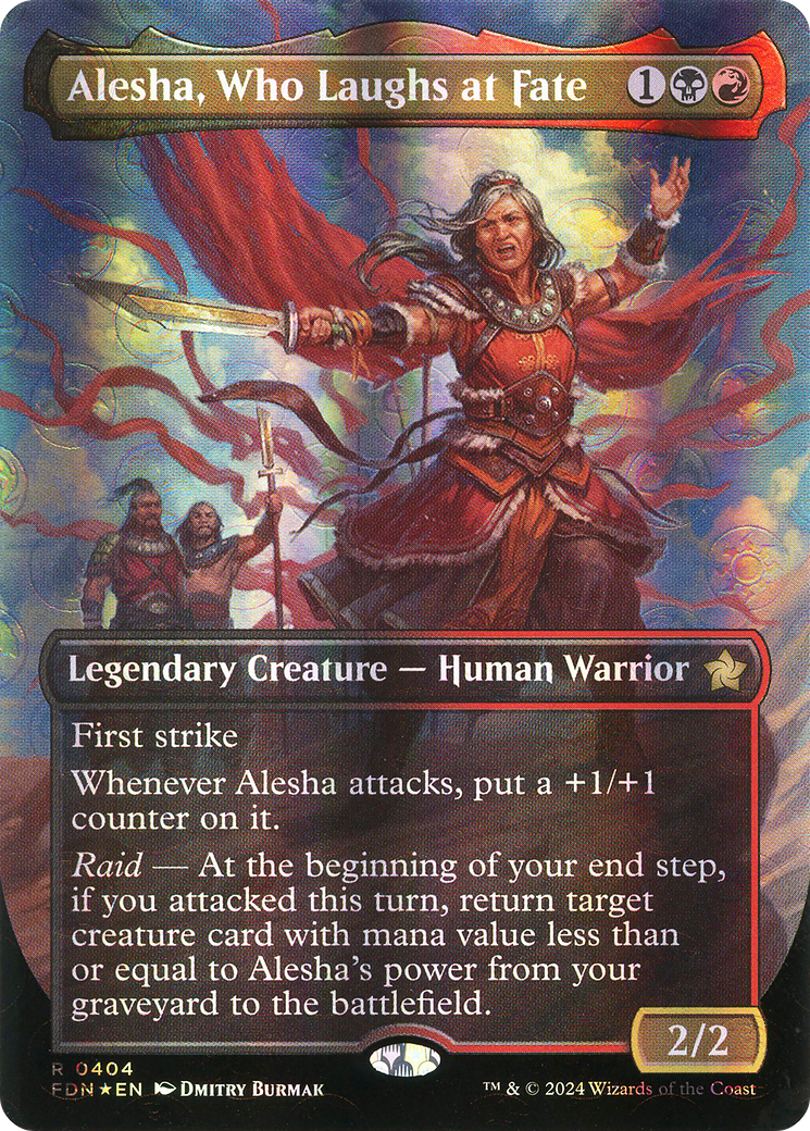 Image of Alesha, Who Laughs at Fate (Borderless) (Mana Foil) (FDN-404) - Foundations (Borderless) Foil