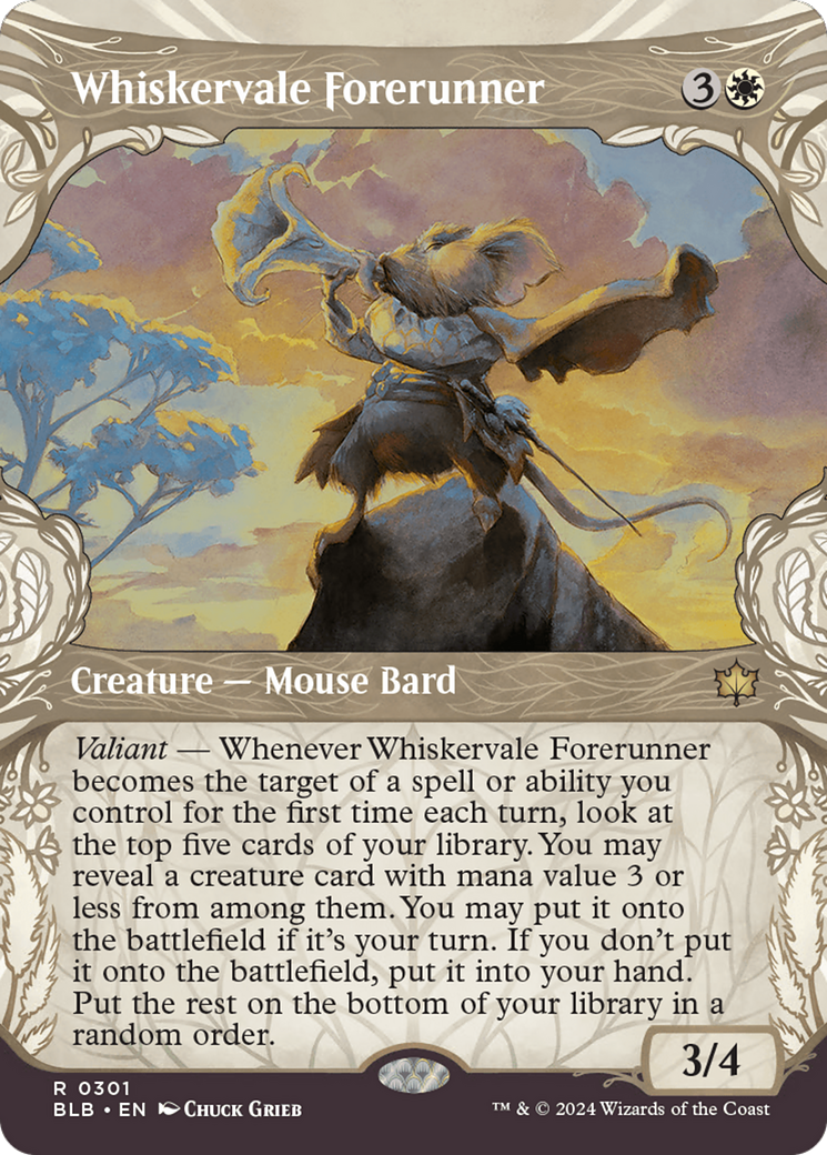 Image of Whiskervale Forerunner (Showcase) (BLB-301) - Bloomburrow: (Showcase) (Borderless)